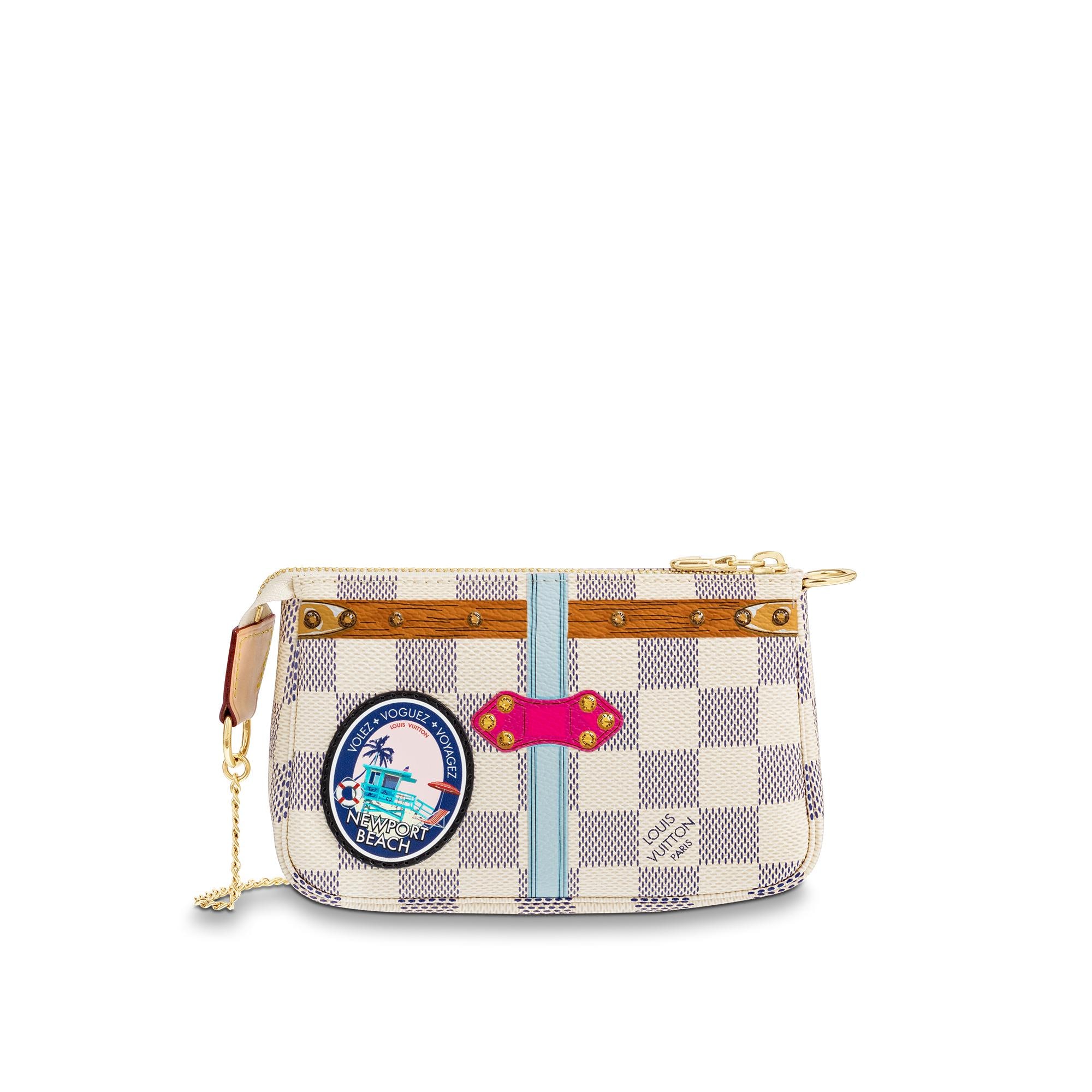 Louis Vuitton Newport Beach chain pochette white pink Damier Azur